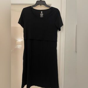 Kindred Bravely Eleanora Maternity Nursing Dress Sz M black bamboo knee length